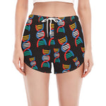 DNA Strands Pattern Print Women's Split Running Shorts