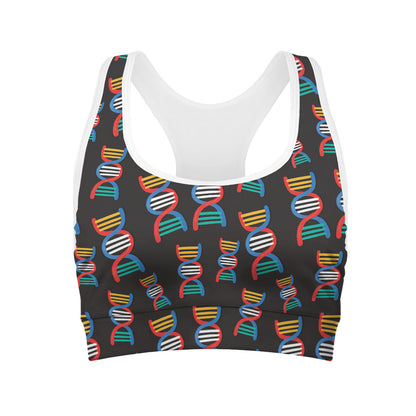 DNA Strands Pattern Print Women's Sports Bra