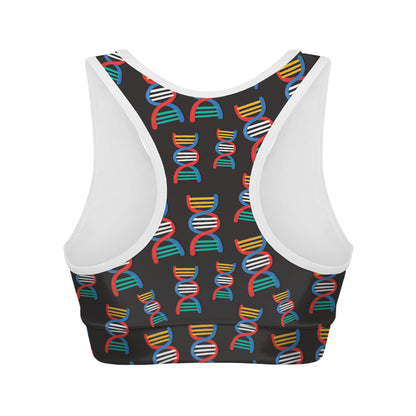 DNA Strands Pattern Print Women's Sports Bra