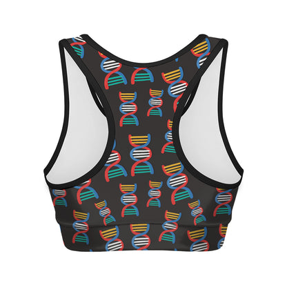 DNA Strands Pattern Print Women's Sports Bra