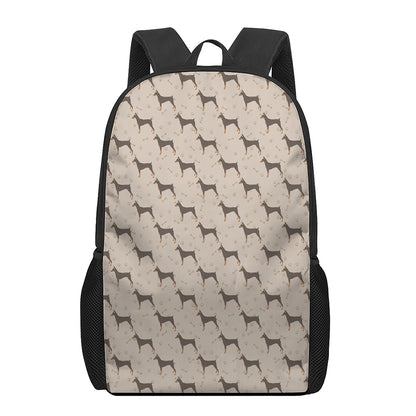 Doberman Pinscher Pattern Print 17 Inch Backpack