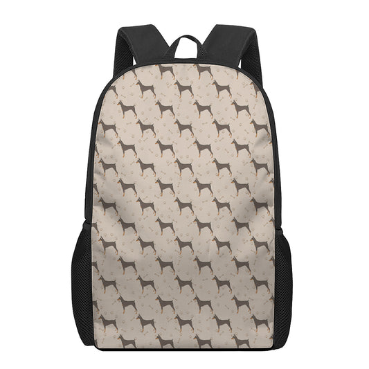 Doberman Pinscher Pattern Print 17 Inch Backpack