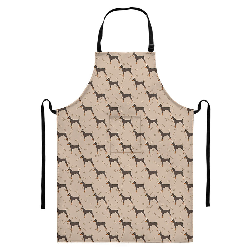 Doberman Pinscher Pattern Print Bib Apron With Pocket