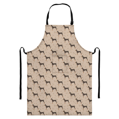 Doberman Pinscher Pattern Print Bib Apron With Pocket