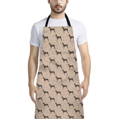 Doberman Pinscher Pattern Print Bib Apron With Pocket