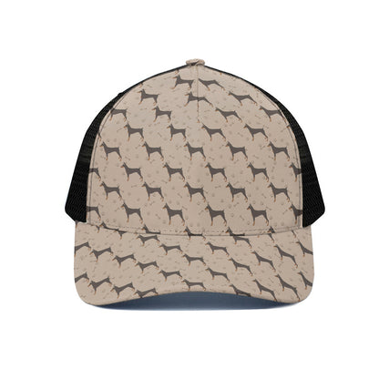 Doberman Pinscher Pattern Print Black Mesh Trucker Cap