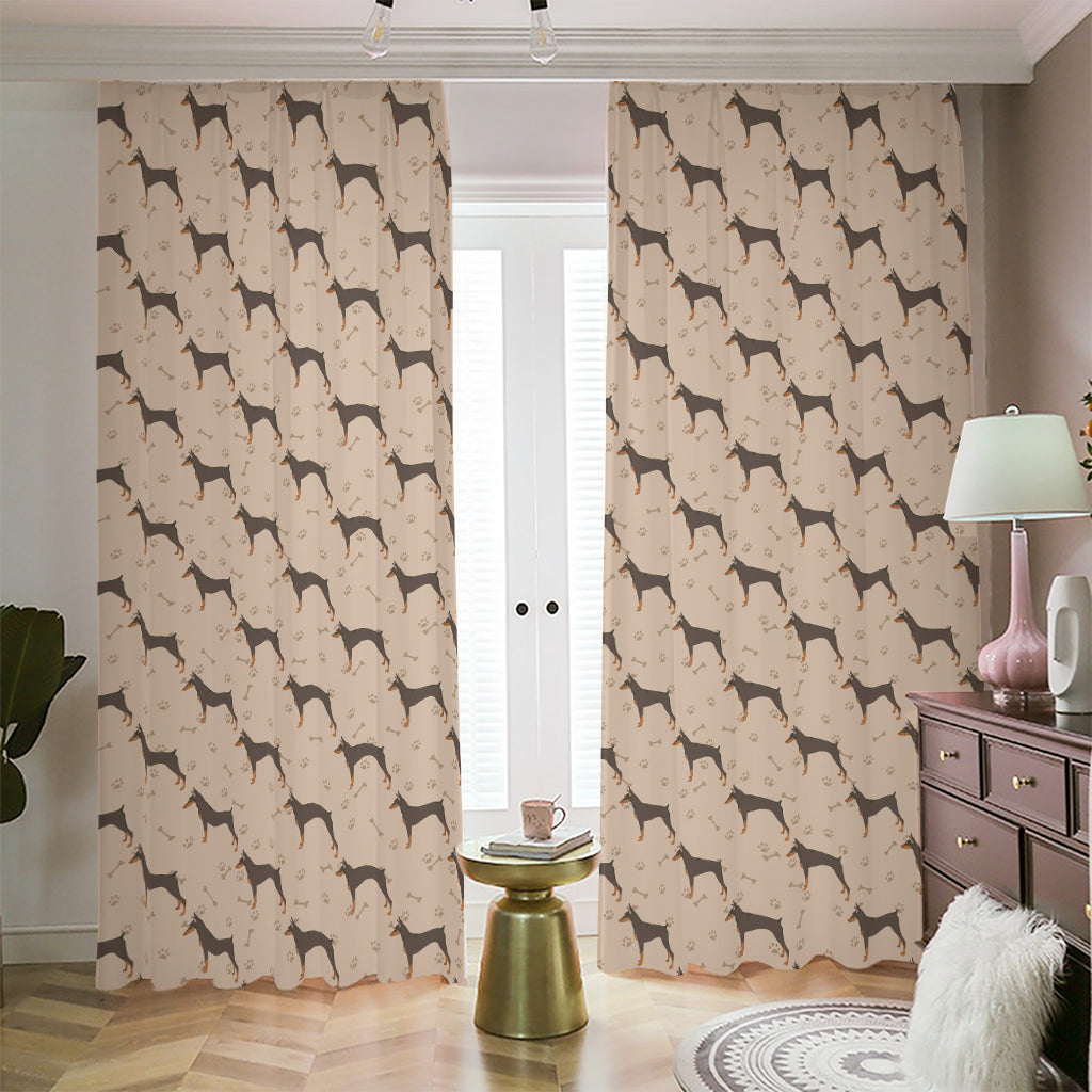 Doberman Pinscher Pattern Print Blackout Pencil Pleat Curtains