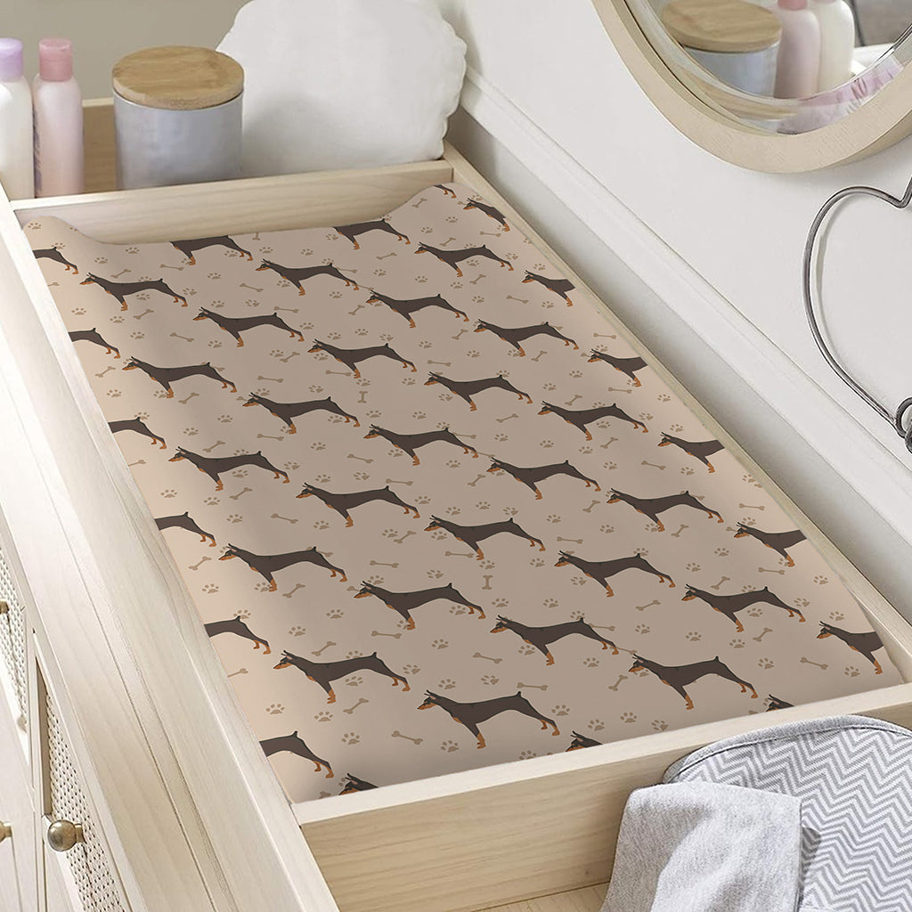 Doberman Pinscher Pattern Print Changing Pad Cover