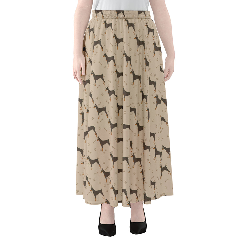 Doberman Pinscher Pattern Print Chiffon Maxi Skirt
