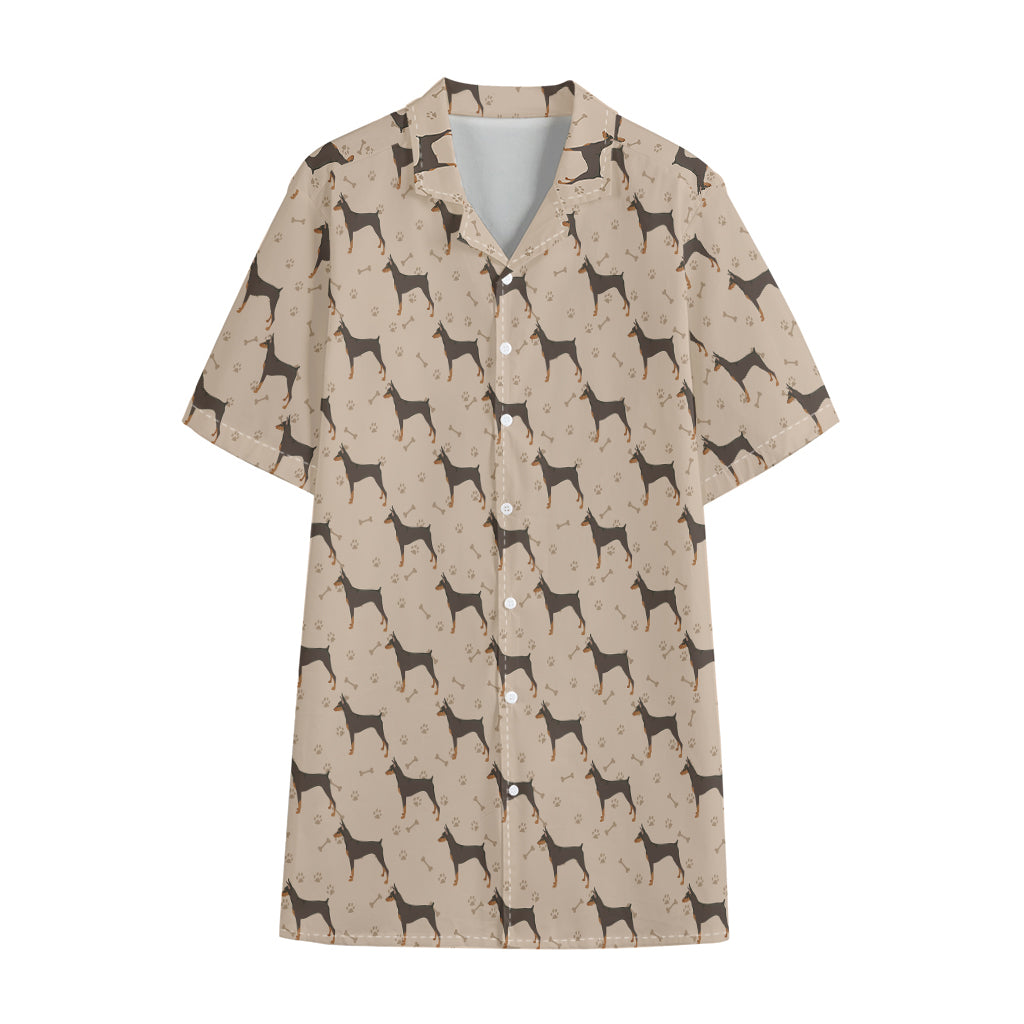 Doberman Pinscher Pattern Print Cotton Hawaiian Shirt