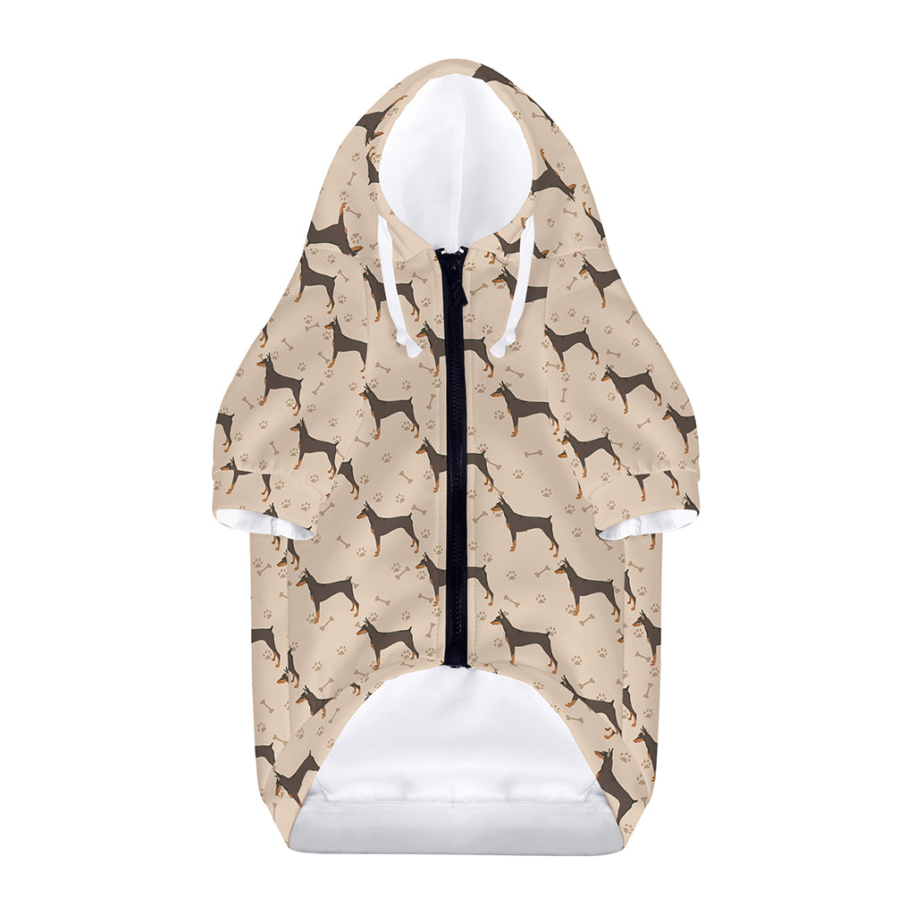 Doberman Pinscher Pattern Print Dog Zip Up Hoodie