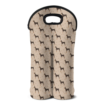 Doberman Pinscher Pattern Print Double Neoprene Wine Tote