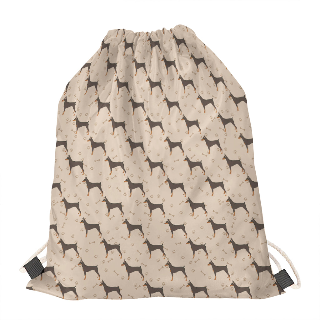 Doberman Pinscher Pattern Print Drawstring Bag