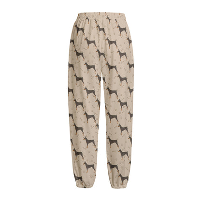 Doberman Pinscher Pattern Print Fleece Lined Knit Pants