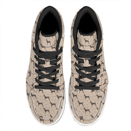 Doberman Pinscher Pattern Print High Top Leather Sneakers