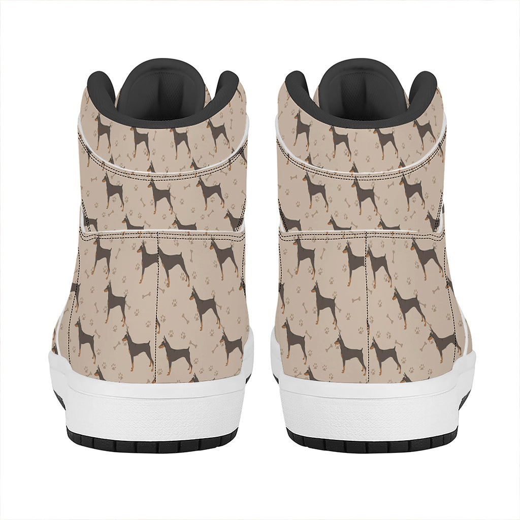 Doberman Pinscher Pattern Print High Top Leather Sneakers