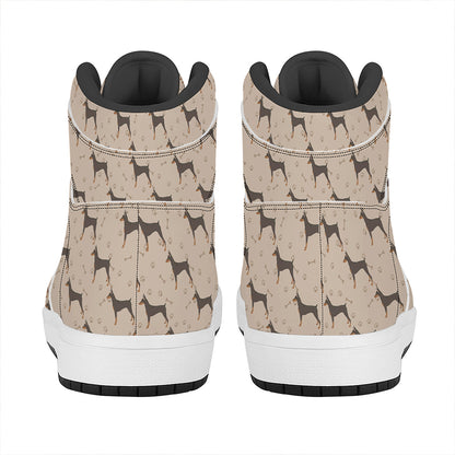Doberman Pinscher Pattern Print High Top Leather Sneakers