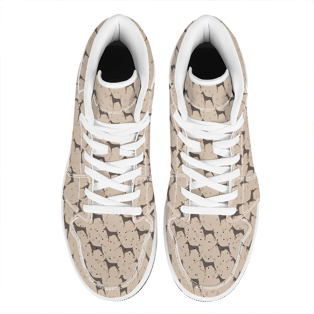 Doberman Pinscher Pattern Print High Top Leather Sneakers