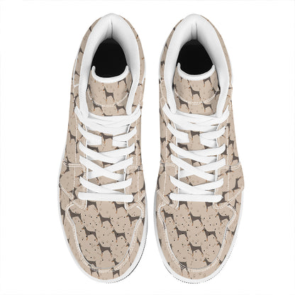 Doberman Pinscher Pattern Print High Top Leather Sneakers