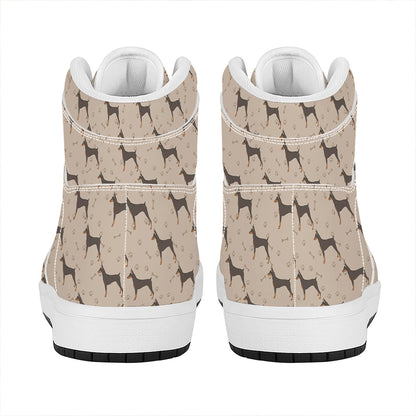 Doberman Pinscher Pattern Print High Top Leather Sneakers