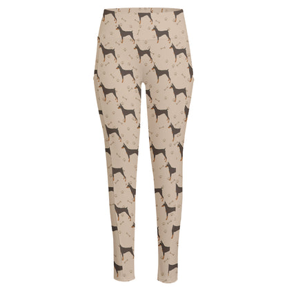 Doberman Pinscher Pattern Print High-Waisted Pocket Leggings