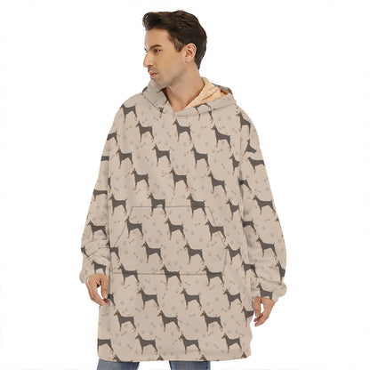 Doberman Pinscher Pattern Print Hoodie Blanket
