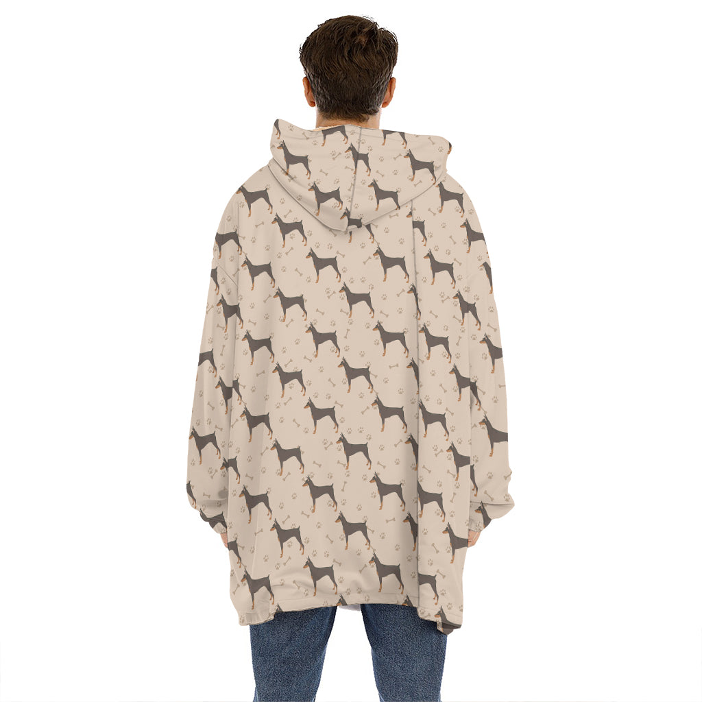 Doberman Pinscher Pattern Print Hoodie Blanket