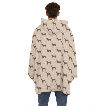 Doberman Pinscher Pattern Print Hoodie Blanket