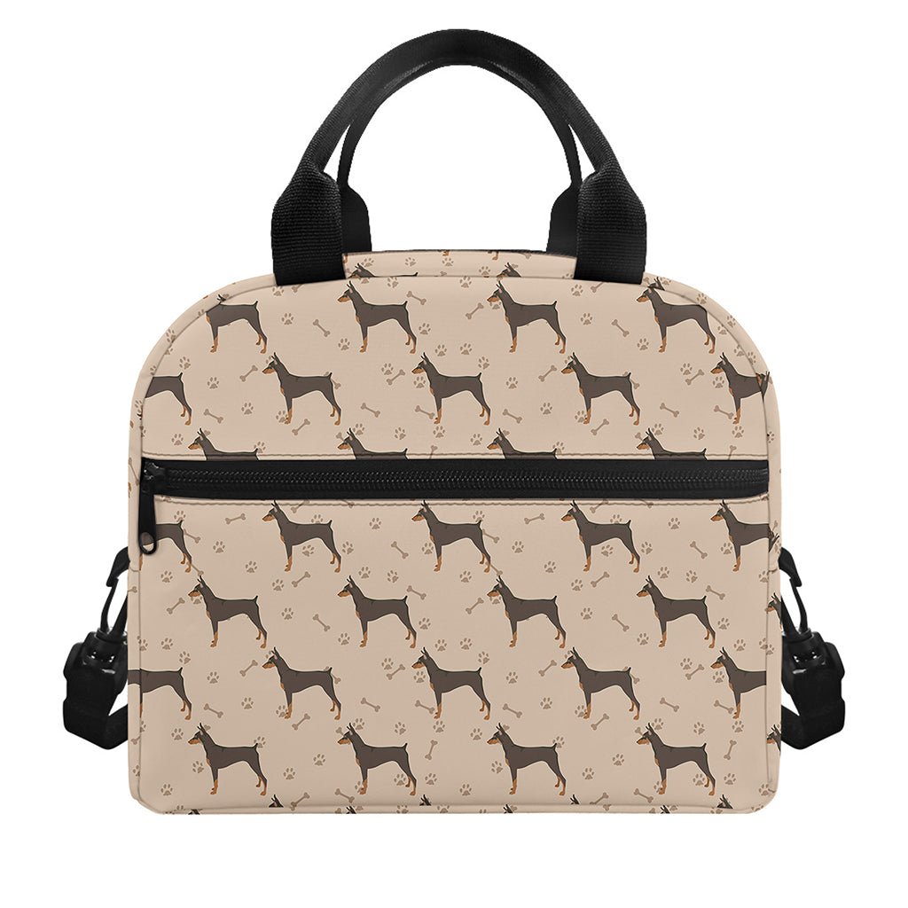 Doberman Pinscher Pattern Print Insulated Lunch Bag