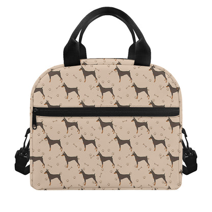 Doberman Pinscher Pattern Print Insulated Lunch Bag