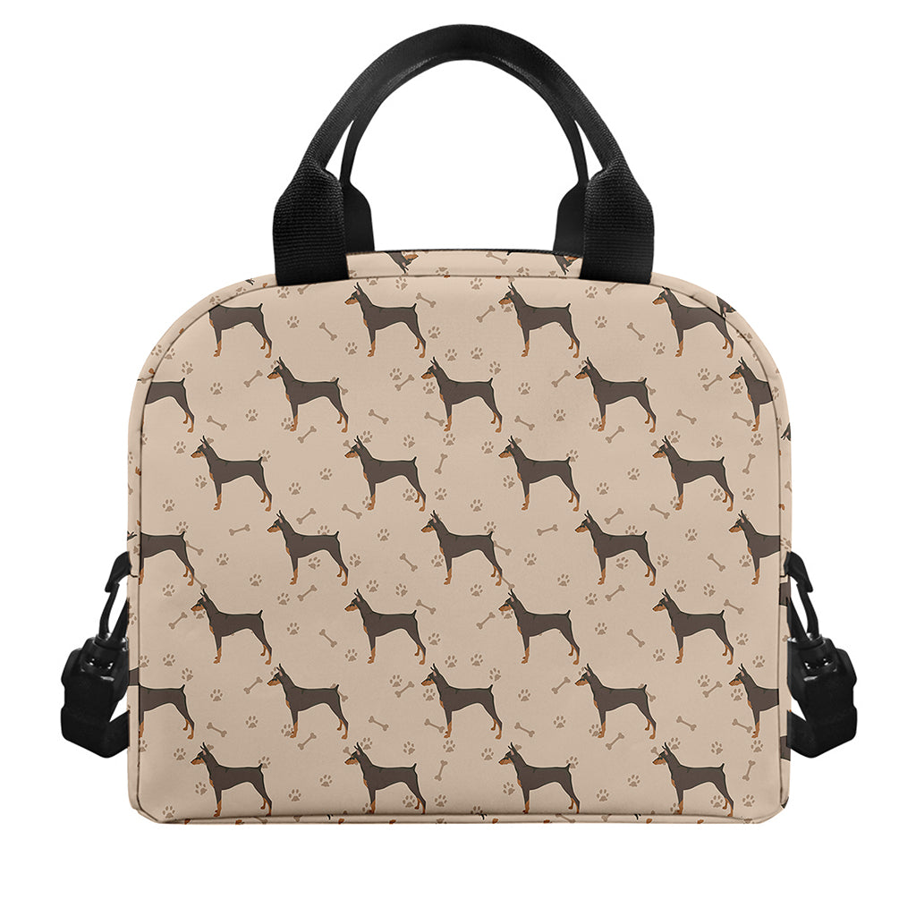 Doberman Pinscher Pattern Print Insulated Lunch Bag