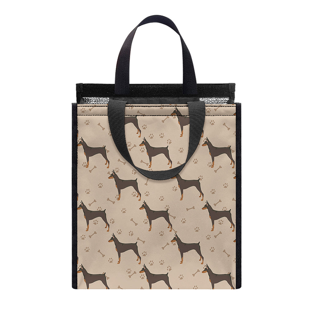 Doberman Pinscher Pattern Print Insulated Lunch Tote