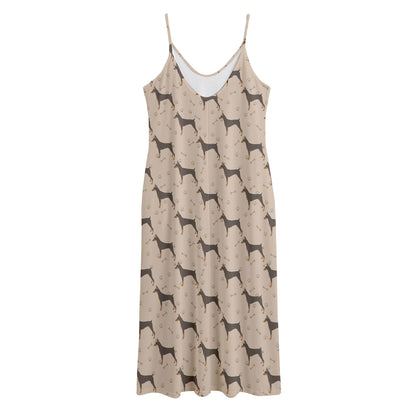 Doberman Pinscher Pattern Print Jersey Midi Cami Dress