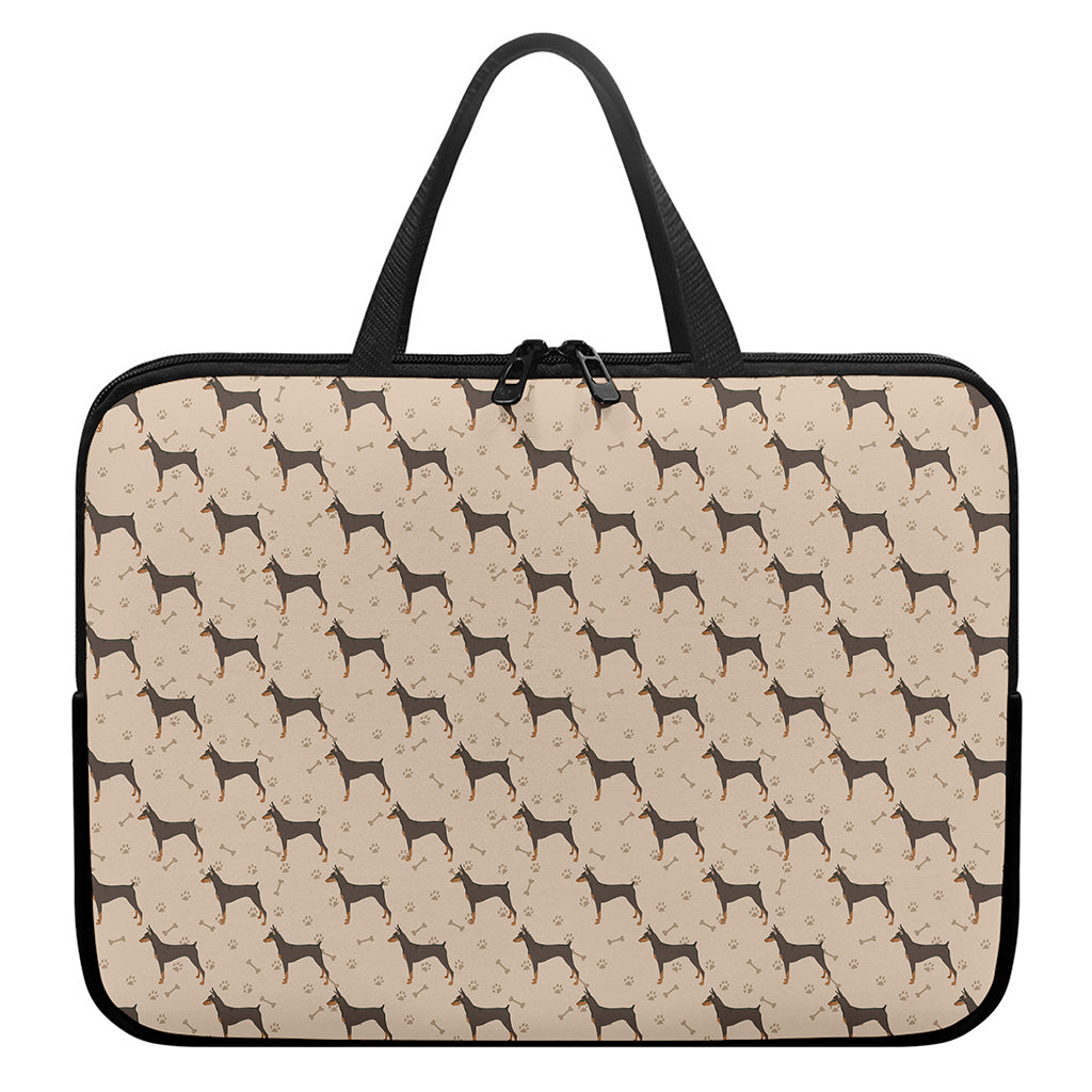 Doberman Pinscher Pattern Print Laptop Sleeve With Handle