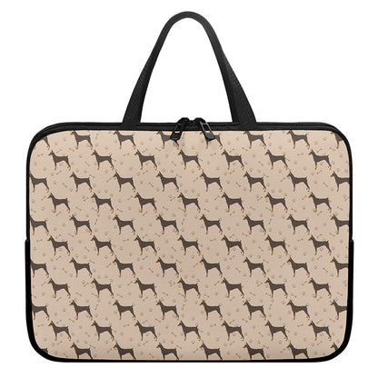Doberman Pinscher Pattern Print Laptop Sleeve With Handle