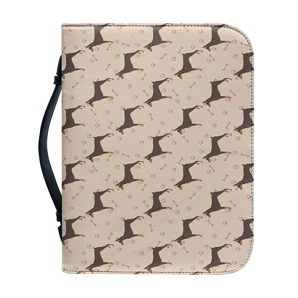 Doberman Pinscher Pattern Print Leather Bible Cover