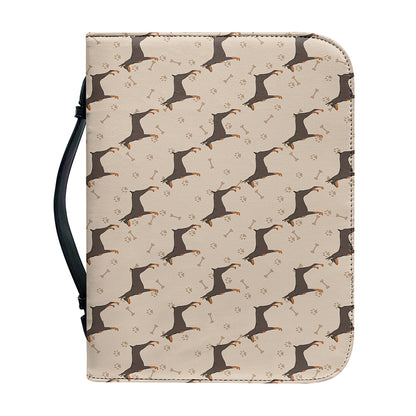 Doberman Pinscher Pattern Print Leather Bible Cover