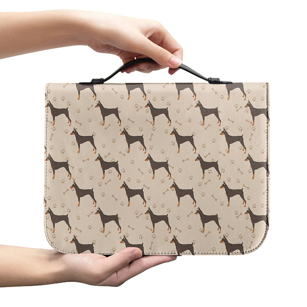 Doberman Pinscher Pattern Print Leather Bible Cover