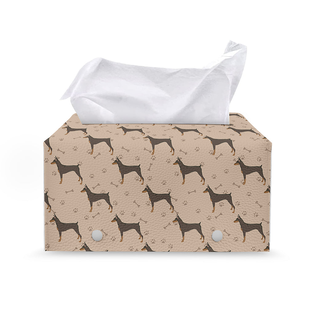 Doberman Pinscher Pattern Print Leather Tissue Box Cover