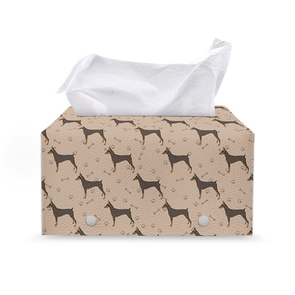 Doberman Pinscher Pattern Print Leather Tissue Box Cover