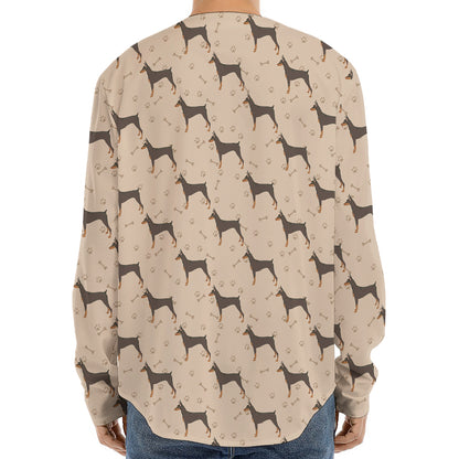 Doberman Pinscher Pattern Print Long Sleeve Baseball Jersey