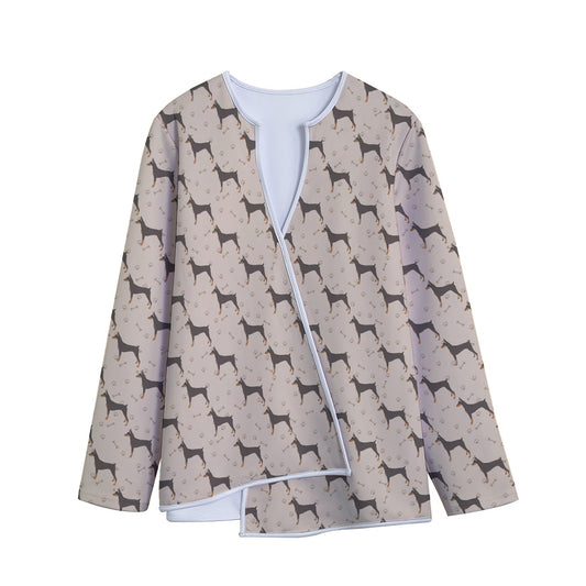 Doberman Pinscher Pattern Print Long Sleeve Short Coat