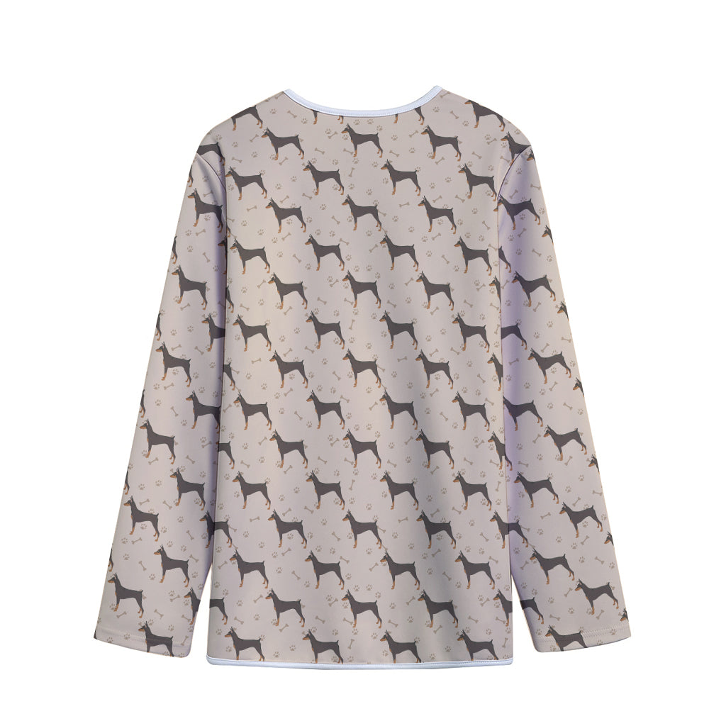 Doberman Pinscher Pattern Print Long Sleeve Short Coat