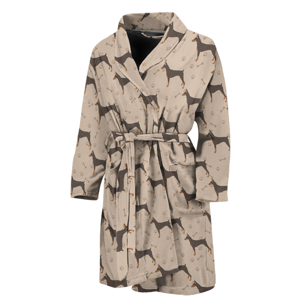Doberman Pinscher Pattern Print Men's Bathrobe