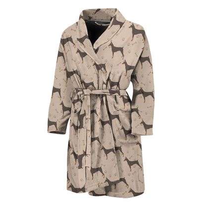Doberman Pinscher Pattern Print Men's Bathrobe