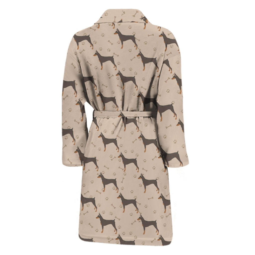 Doberman Pinscher Pattern Print Men's Bathrobe