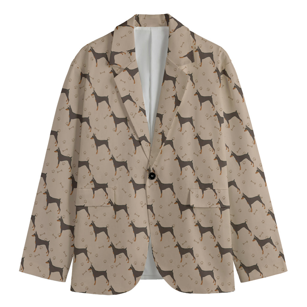 Doberman Pinscher Pattern Print Men's Cotton Blazer