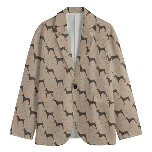 Doberman Pinscher Pattern Print Men's Cotton Blazer