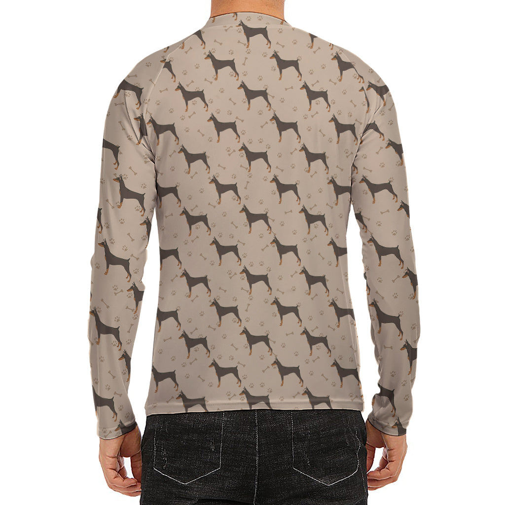 Doberman Pinscher Pattern Print Men's Long Sleeve Rash Guard