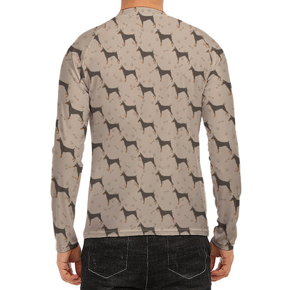 Doberman Pinscher Pattern Print Men's Long Sleeve Rash Guard